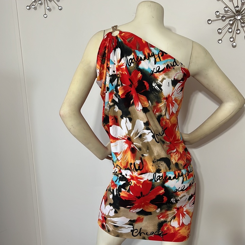CACH’E One Shoulder, Flower Print Mini Dress - Picture 2 of 12